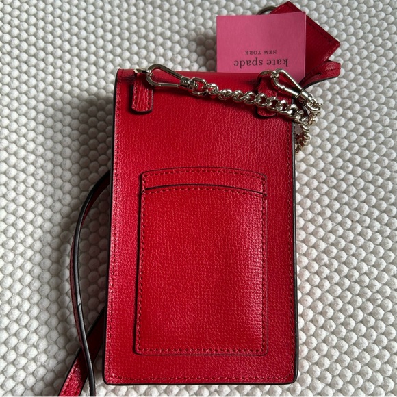 🐦🔥Kate Spade North South Flap Phone Crossbody Hot Chili Red - Picture 6 of 11